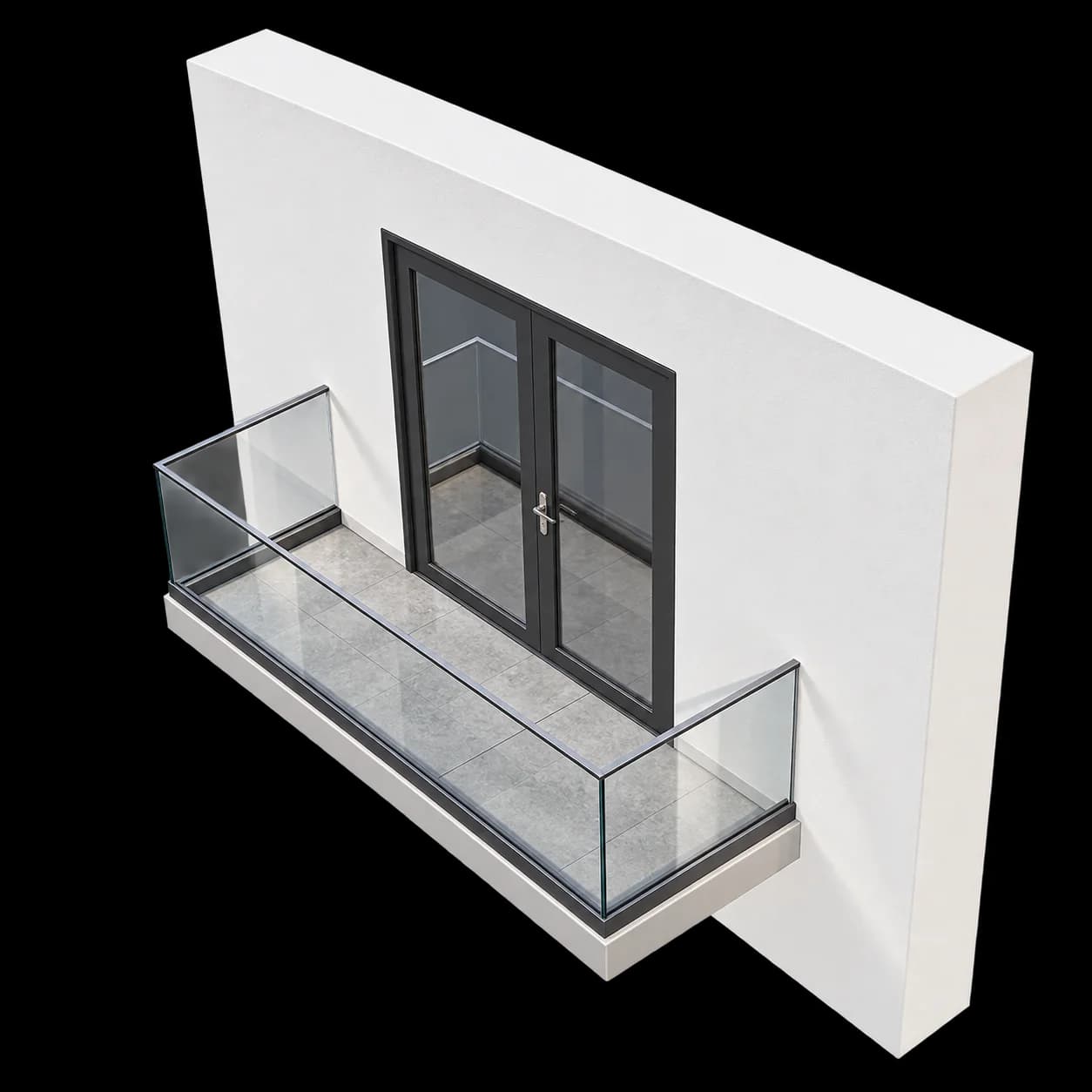 Easy Rail Ganzglasgeländer mit transparentem Glas an einem Balkon