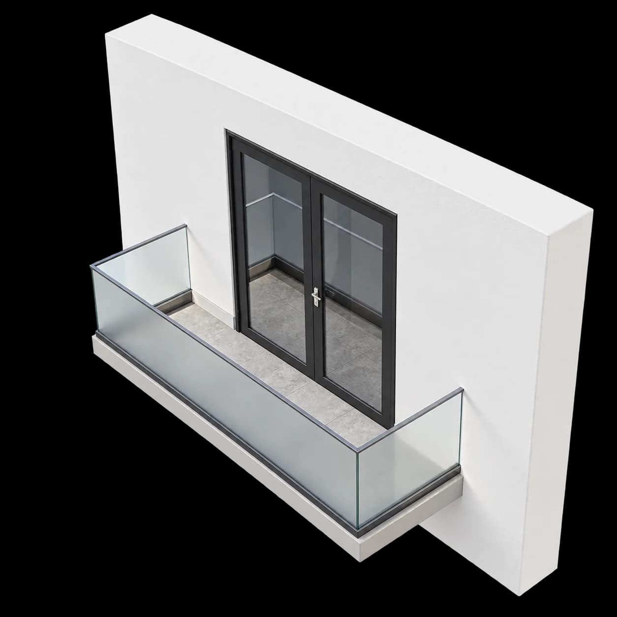 Easy Rail Ganzglasgeländer mit opaler Glasfüllung an einem Balkon