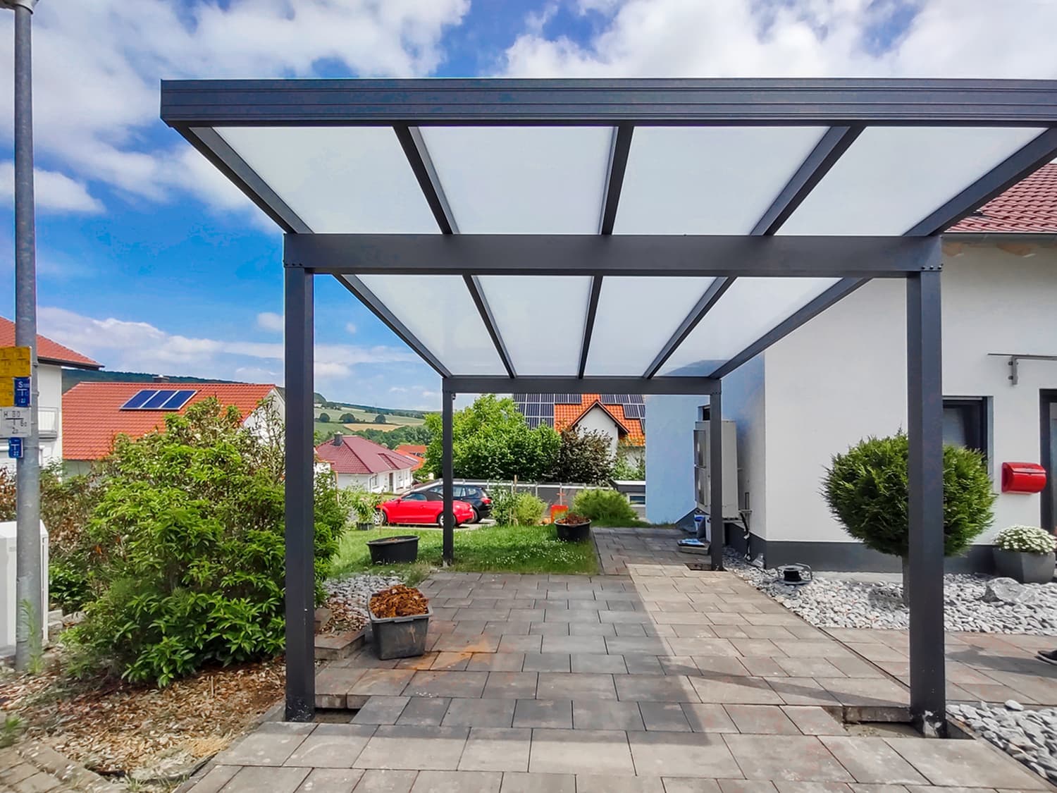 Pultdach Carport - Anthrazit Metallic (DB 703) – Bild 3