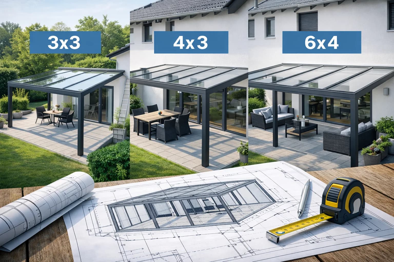 Wie groß sollte ein Terrassendach sein? Die beliebtesten Größen im Überblick
