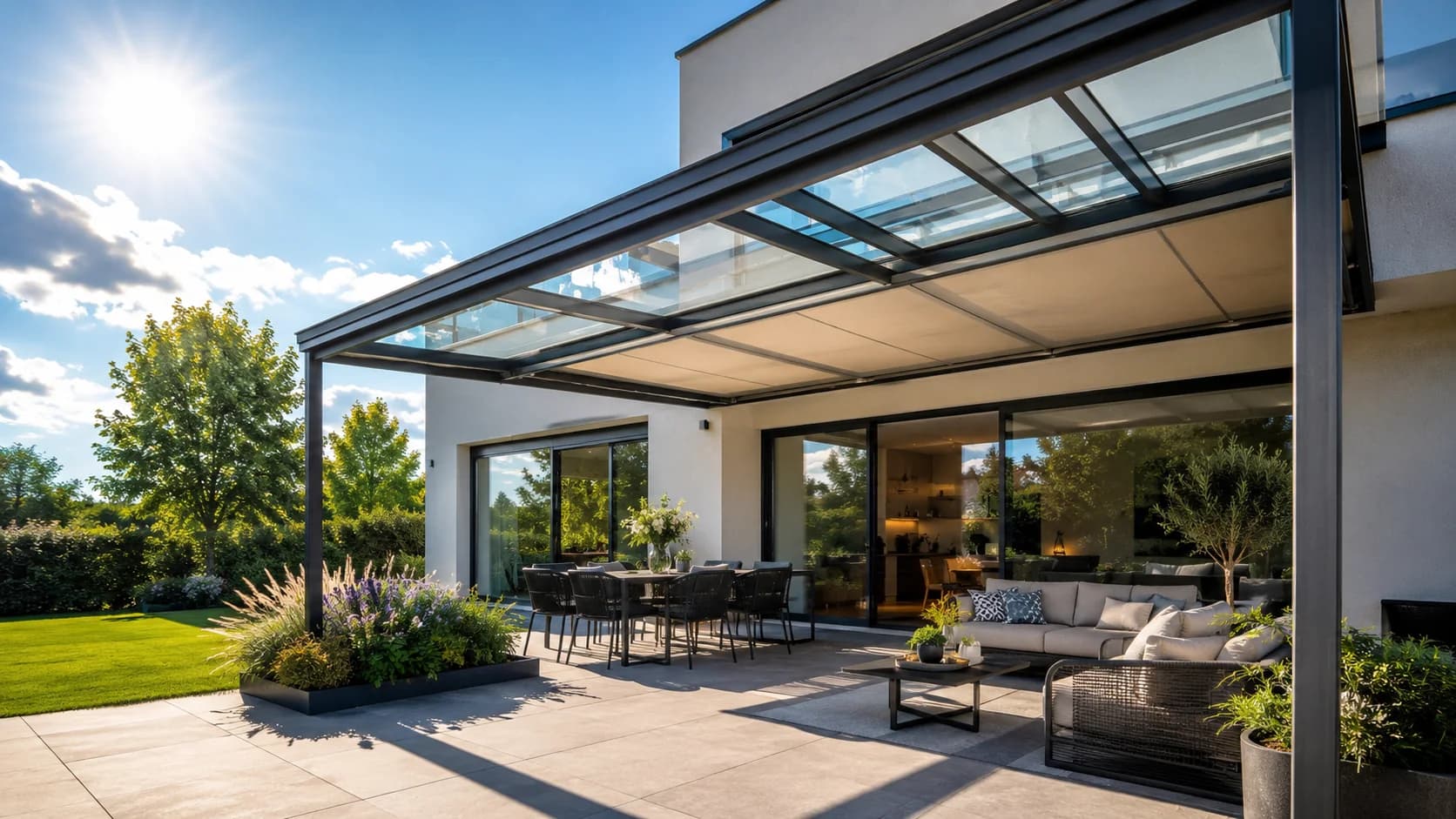 Terrassenüberdachung im Sommer: Wie Sie Hitze unter dem Glasdach vermeiden