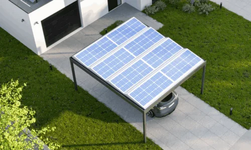 Carportdach mit Photovoltaik-Modulen