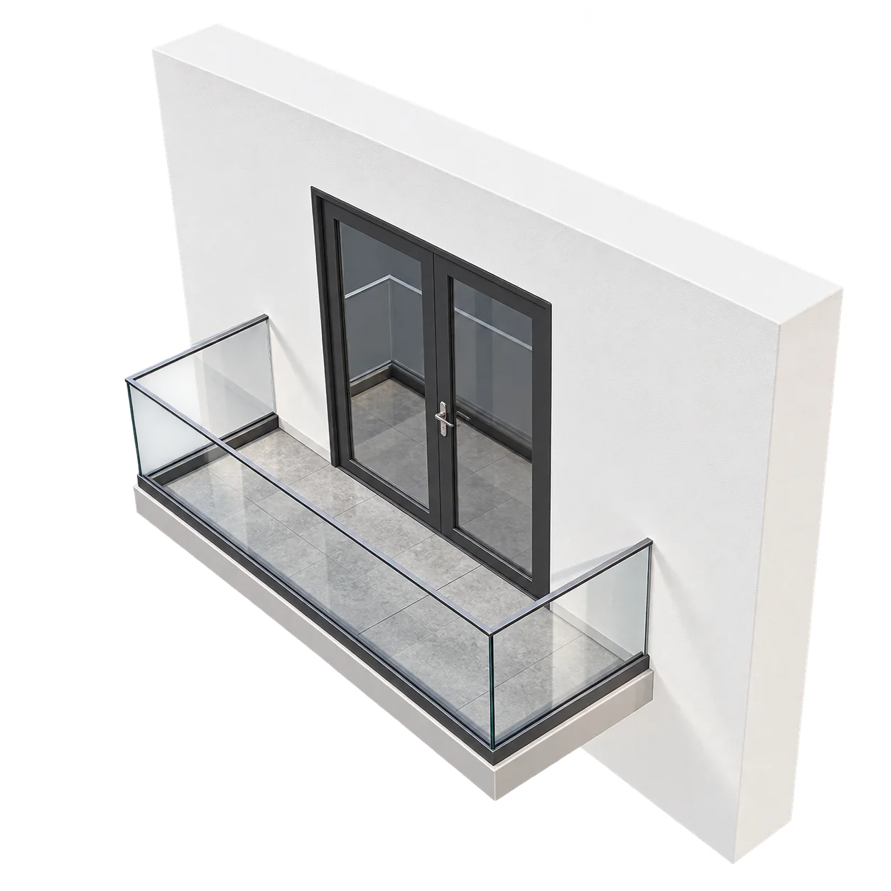 Easy Rail Ganzglasgeländer mit transparentem Glas an einem Balkon