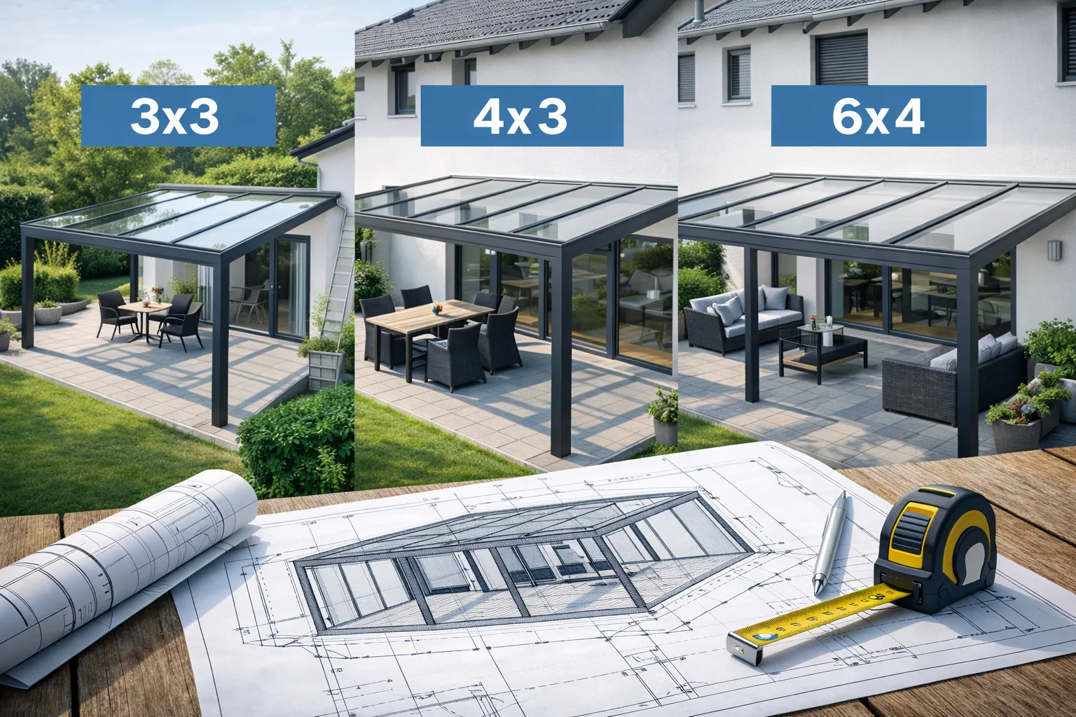 Wie groß sollte ein Terrassendach sein? Die beliebtesten Größen im Überblick